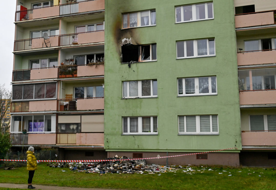 Pożar w bloku w Szczecinie