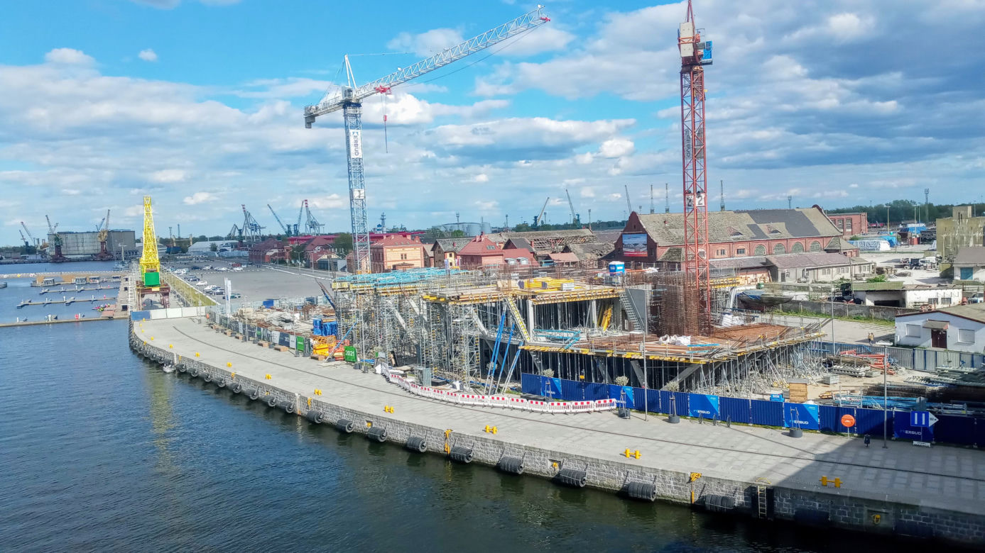 Budowa Morskiego Centrum Nauki w Szczecinie - kwiecień 2020