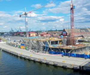 Budowa Morskiego Centrum Nauki w Szczecinie - kwiecień 2020