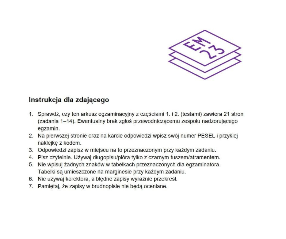 Matura próbna grudzień 2023 - język polski arkusz