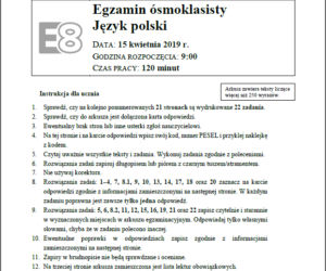 Egzamin ósmoklasisty 2019 - Arkusze Język Polski