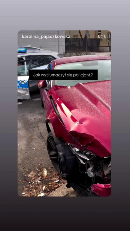 Karolina Pajączkowska miała wypadek przez policjanta! Auto skasowane!