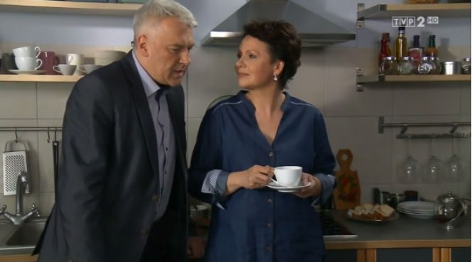 M jak miłość odc. 1163. Marysia (Małgorzata Pieńkowska), Robert Bilski (Zbigniew Stryj)