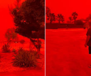 Szok! Całe niebo stało się czerwone. Te filmy to nie AI