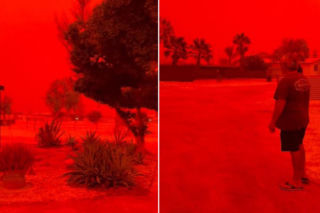 Szok! Całe niebo stało się czerwone. Te filmy to nie AI