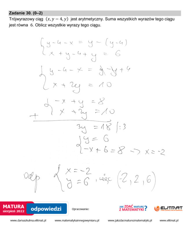 Matura 2022: matematyka, poprawka. Odpowiedzi Arkusz PDF	