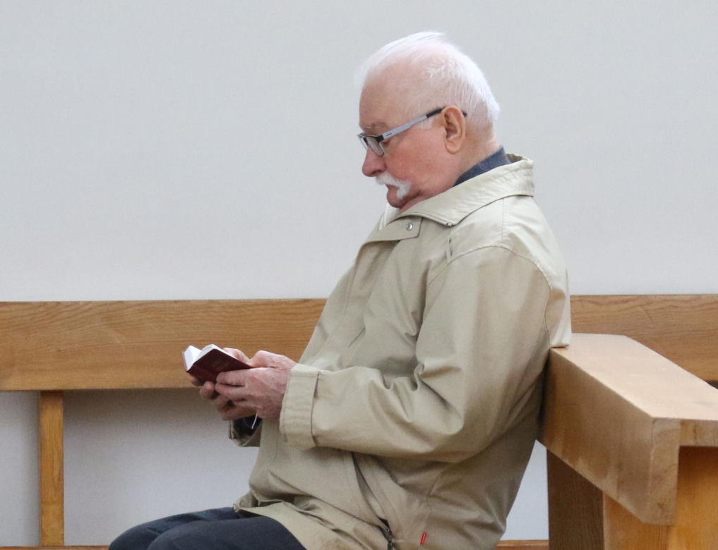 Lech Wałęsa na niedzielnej mszy