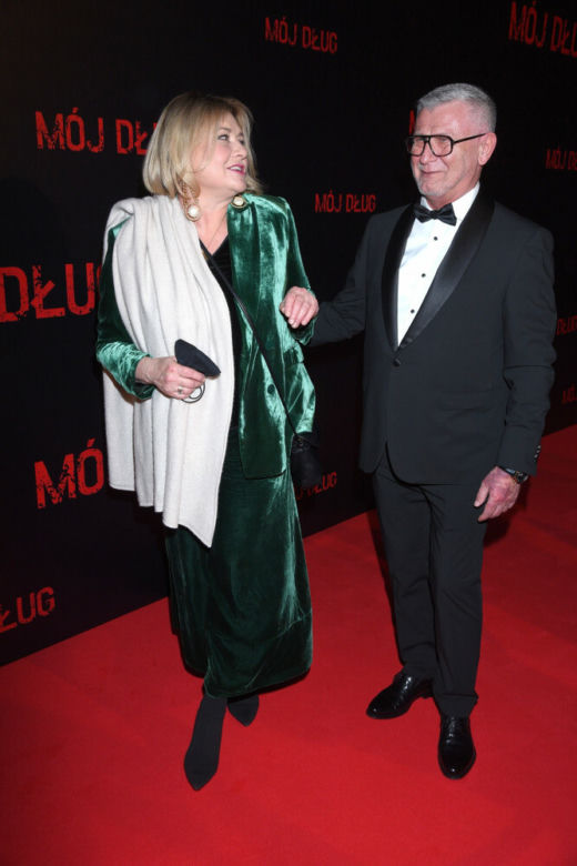 Małgorzata Ostrowska-Królikowska i Bogusław Job na premierze filmu "Mój dług"