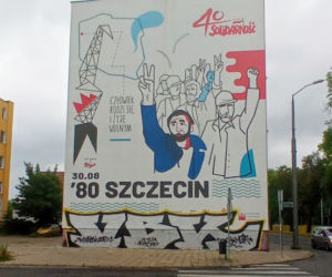 Zniszczony mural na szczecińskich Pomorzanach