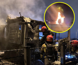 Potężny pożar ciężarówki. 22 strażaków na miejscu, policja musiała zablokować most