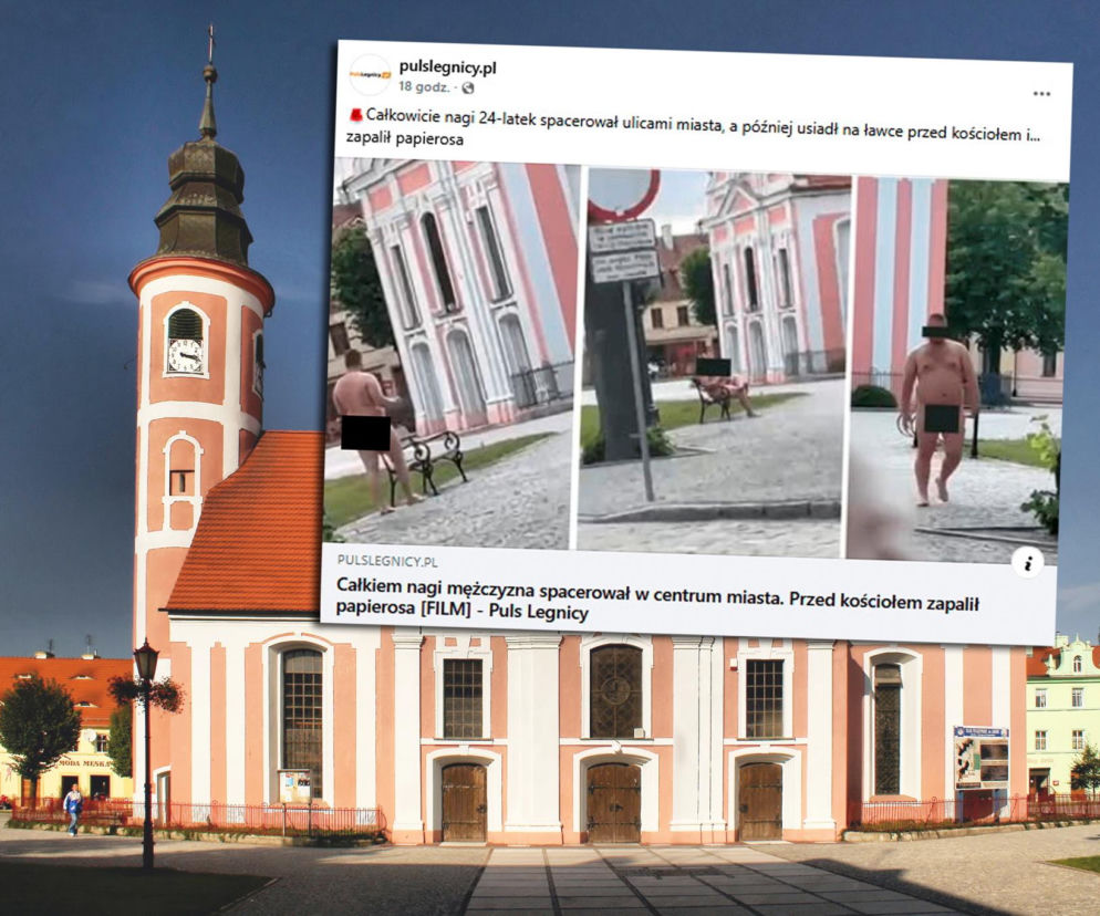 Nagi 24-latek spacerował po Chocianowie. Usiadł pod kościołem i zapalił papierosa!