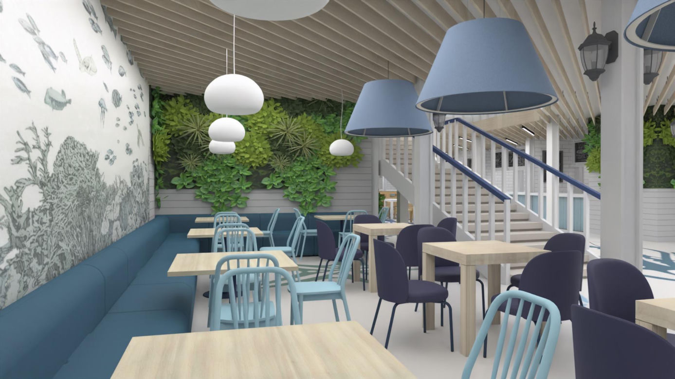 Food hall w Krzywym Domku w Sopocie - wizualizacja