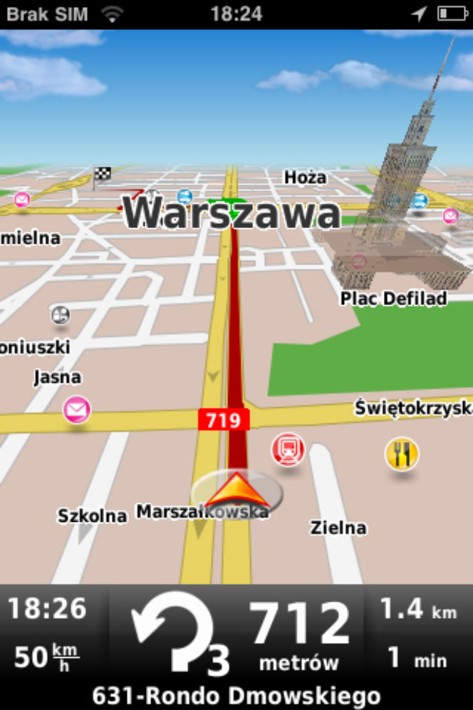 Mapa do nawigacji GPS na iPhone