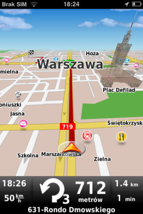 Mapa do nawigacji GPS na iPhone