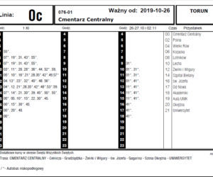Komunikacja miejska na Wszystkich Świętych w Toruniu - rozkłady jazdy