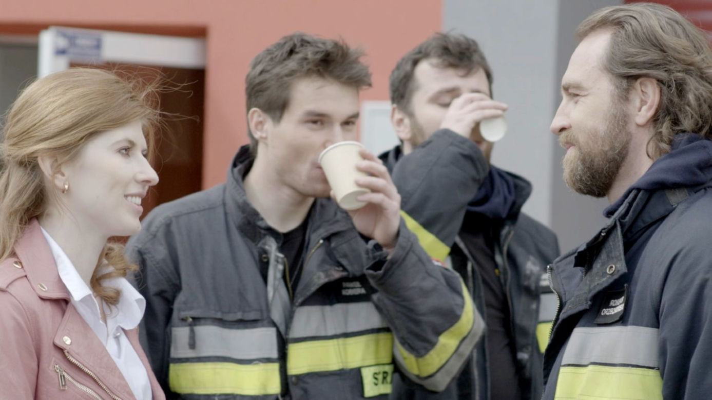 Remiza odc. 9. Ewa, Robert (Ziemowit Wasielewski), Paweł (Mateusz Dymidziuk), Tomasz (Łukasz Oleś)