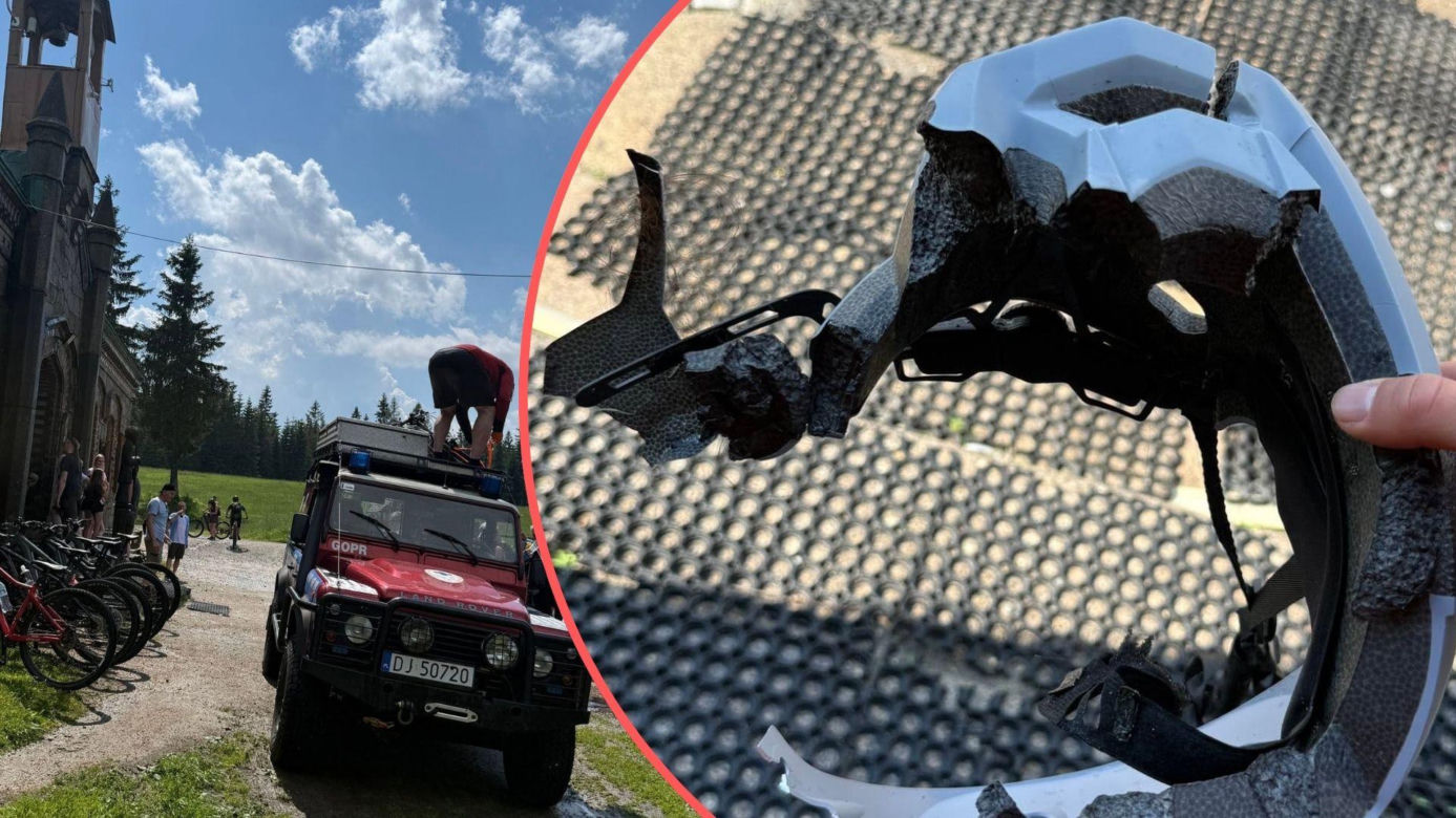 Piorun uderzył w rowerzystkę. GOPR pokazał, co zostało z jej kasku