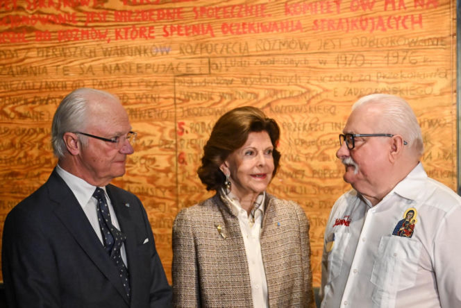 Gdańsk/ Król Szwecji Karol XVI Gustaw oraz królowa Sylwia spotkali się z Lechem Wałęsą