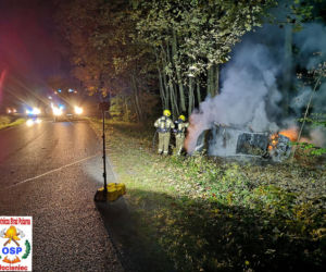 Pożar samochodu na trasie Złocieniec - Siecino.