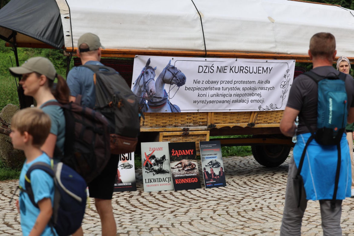 Protest przeciw przewozom konnym do Morskiego Oka