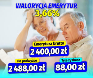Waloryzacja  emerytur 3,66  procent