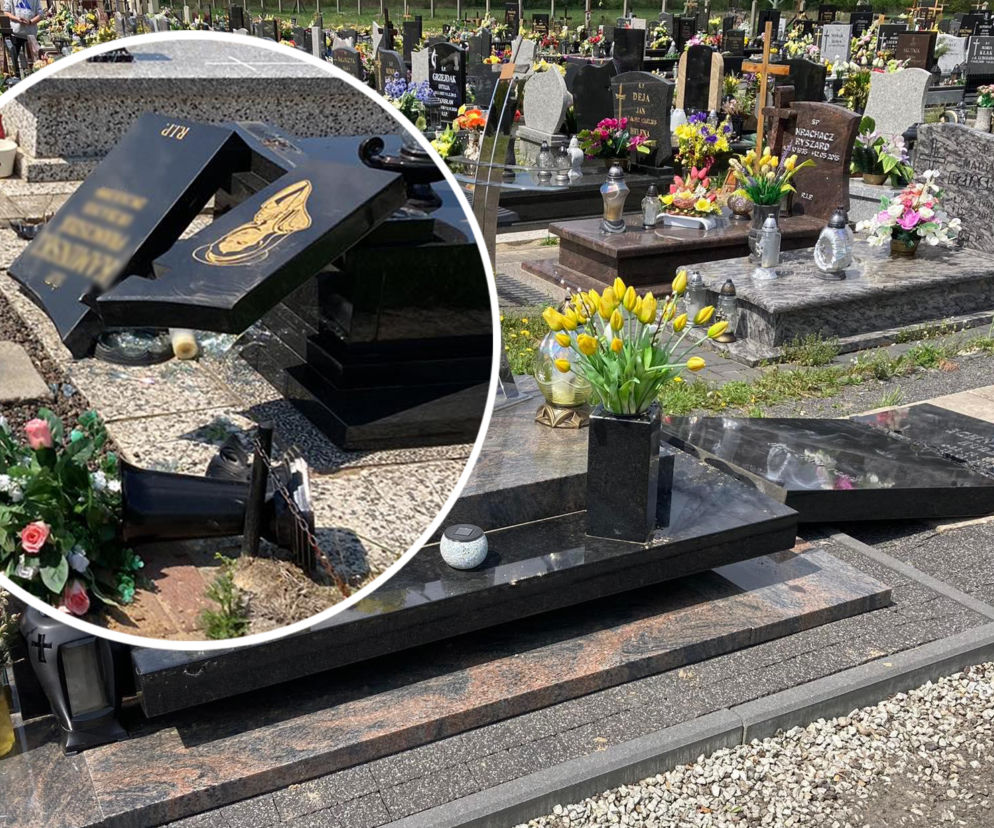 Szok! Kilkadziesiąt zdewastowanych nagrobków na cmentarzu w Piekarach Śląskich 