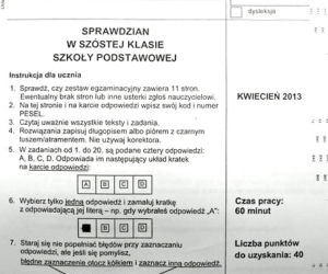 Sprawdzian w klasie VI szkoły podstawowej