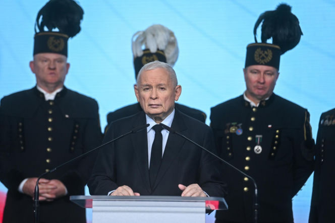 Konferencja prasowa prezesa PIS Jarosława Kaczyńskiego.