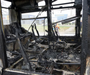 Pożar autobusu na ulicy Ku Słońcu w Szczecinie
