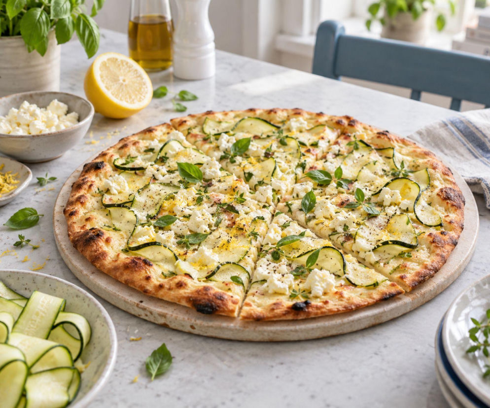 Do tej pizzy nie daję ani grama sosu pomidorowego. Cukinia, feta i cytryna wystarczą