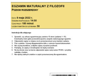 Matura 2022: Filozofia 9 maja. Arkusze CKE, treść zadań. Filozofia poziom rozszerzony