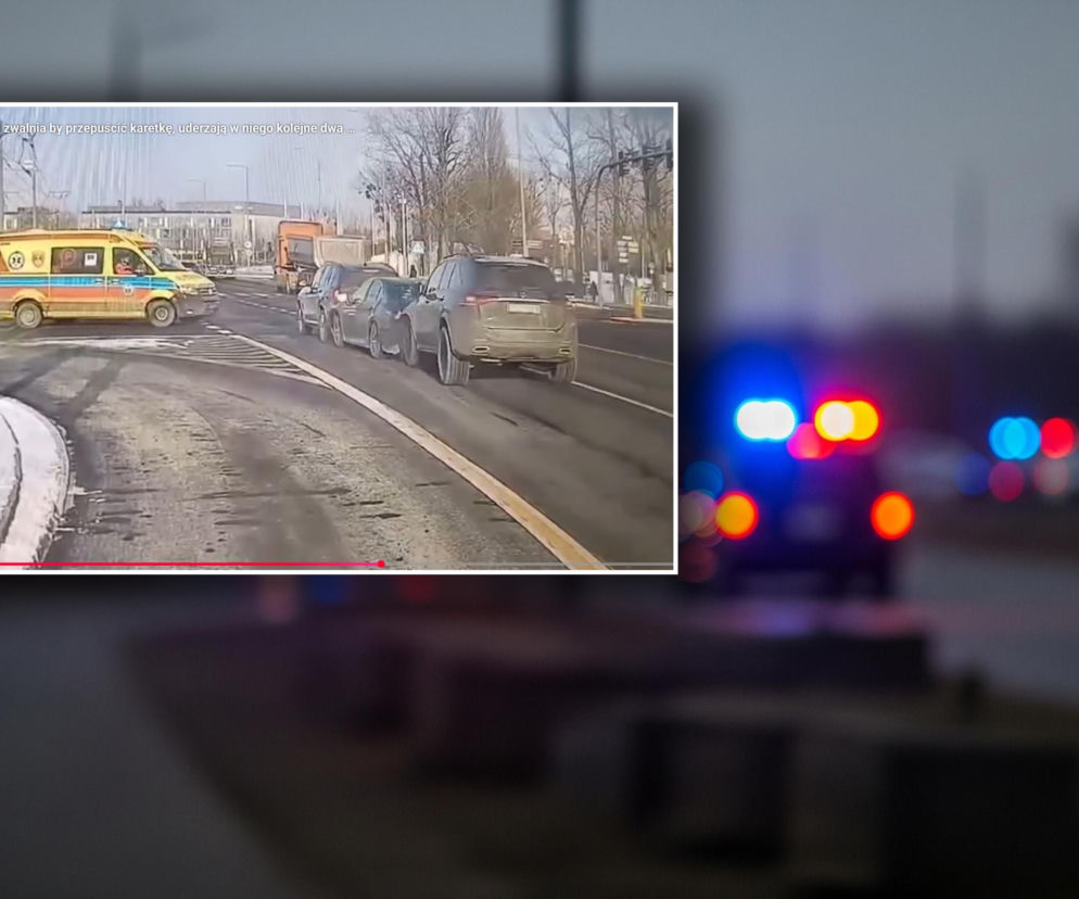 Zatrzymał się, by przepuścić karetkę. Sekundy później doszło do karambolu!