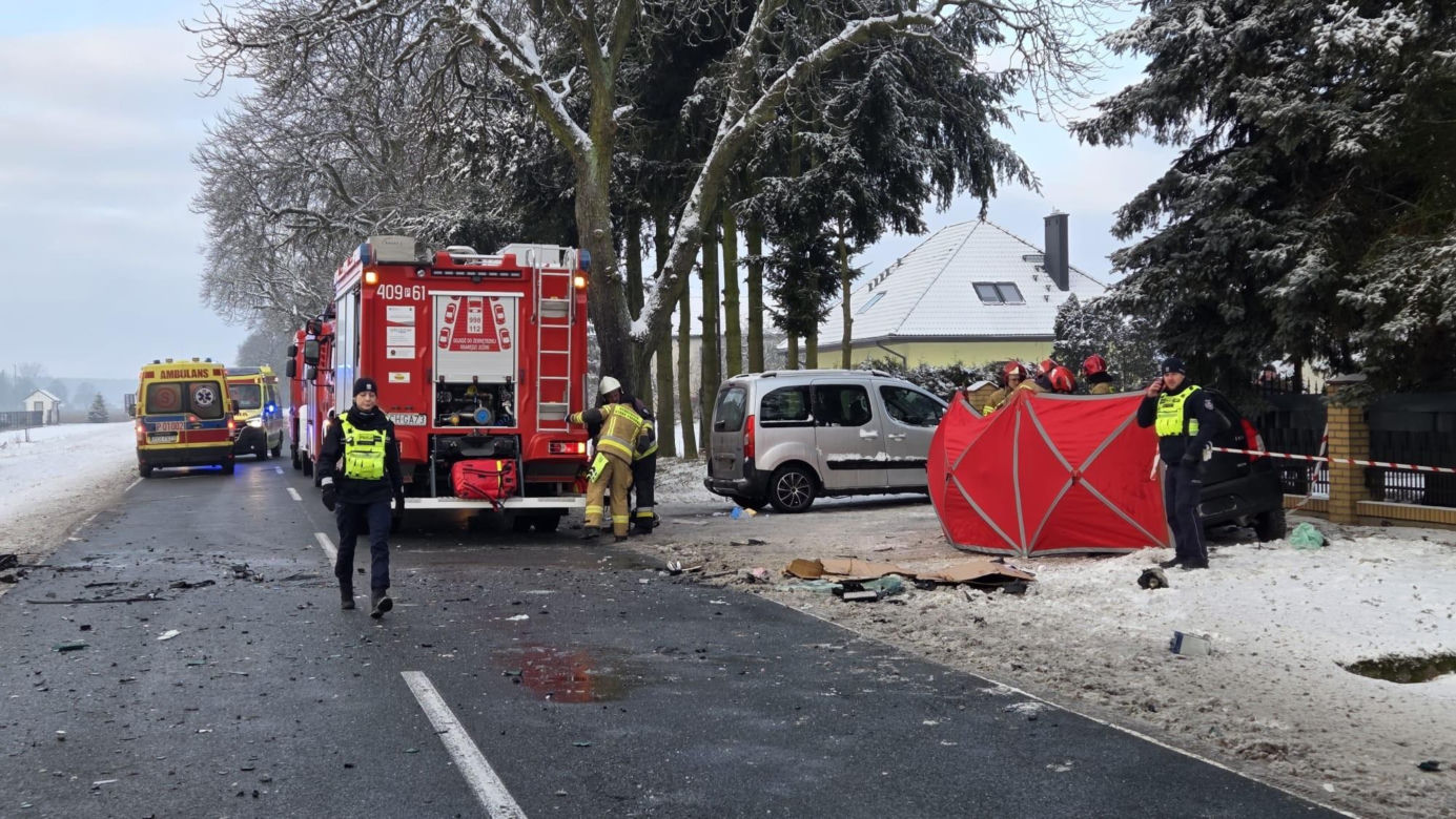Tragiczny wypadek pod Chodzieżą. Nie żyje 43-letnia kobieta, dwoje dzieci w szpitalu!