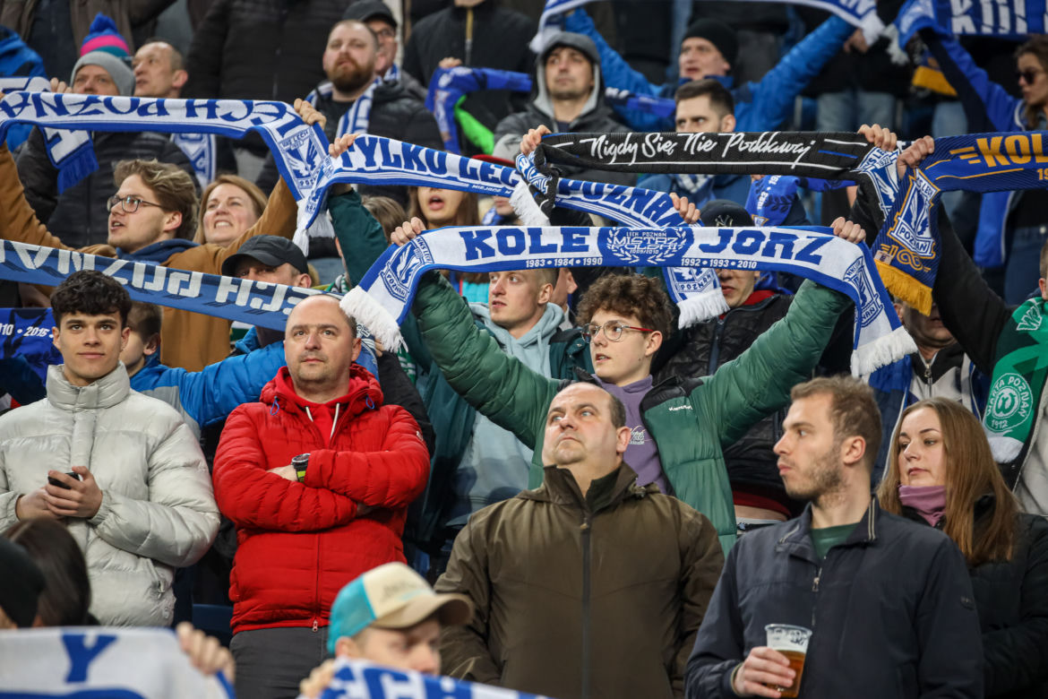 Kibice na meczu Lech Poznań - Warta Poznań