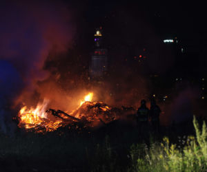 Nocny pożar przy ulicy Kolejowej