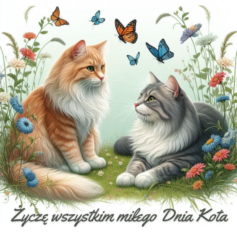 Kartki z kotami na dzień dobry