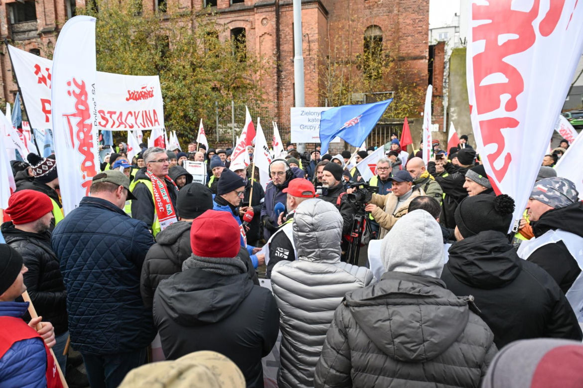 Protest związkowców w Szczecinie