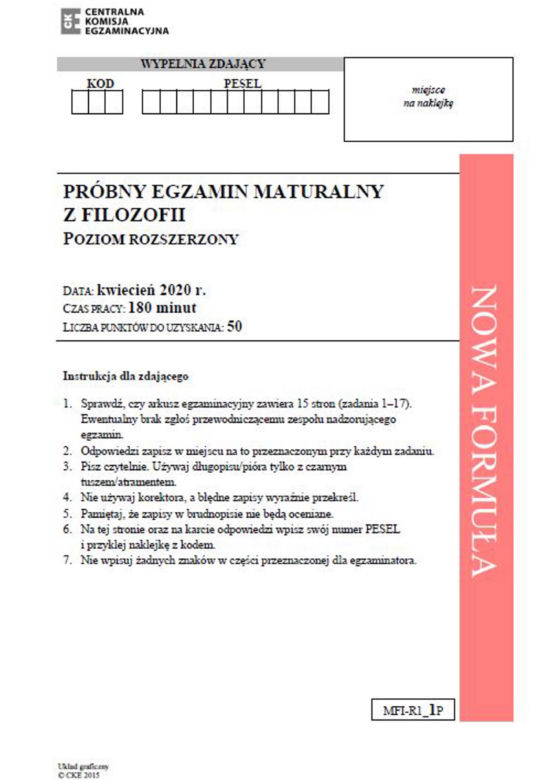 Matura próbna 2020 - filozofia