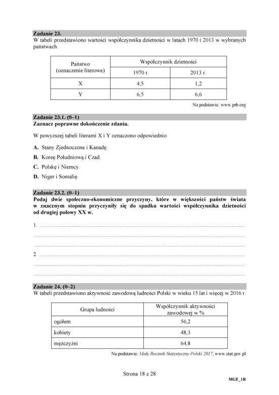 Matura 2018 - Geografia poziom rozszerzony. Arkusze egzaminacyjne