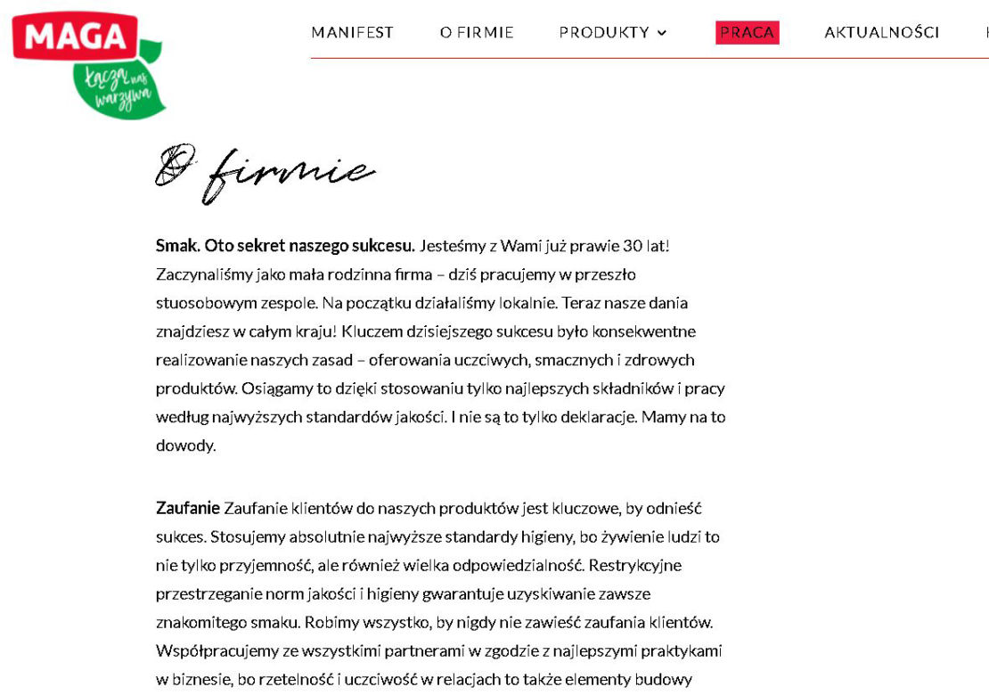 Firma Maga Foods w Dawidach