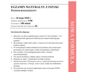 Matura 2020: Fizyka - poziom rozszerzony - ARKUSZE CKE 