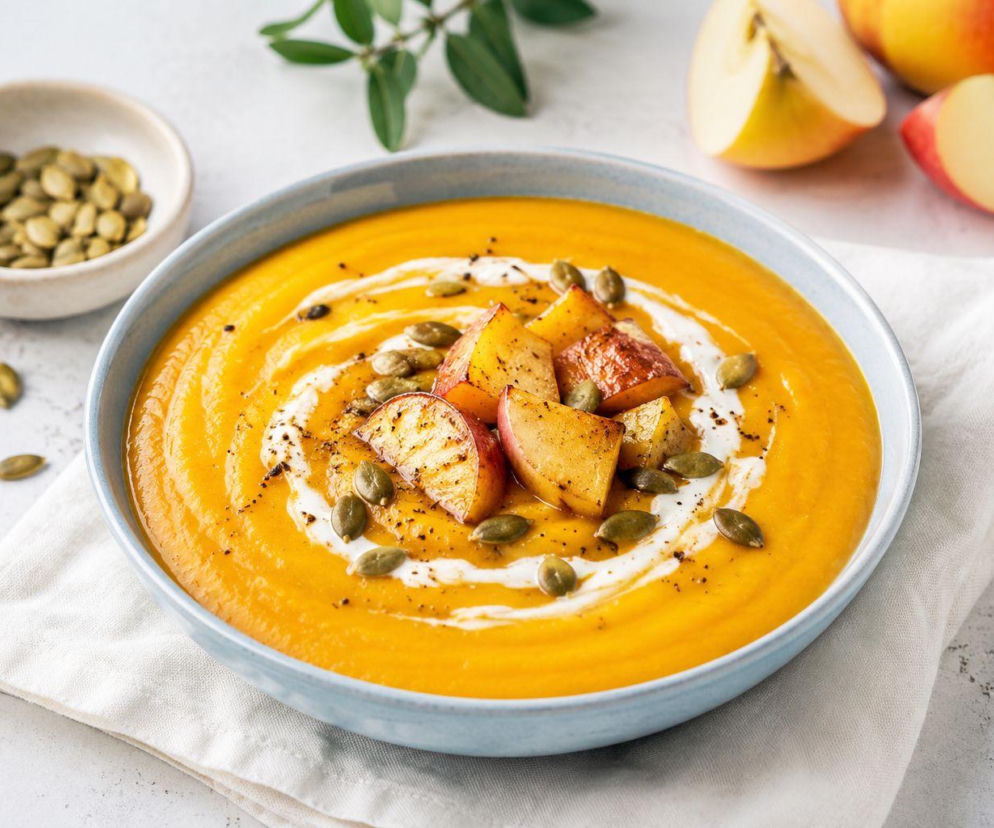 Krem z dyni z pieczonym jabłkiem i curry
