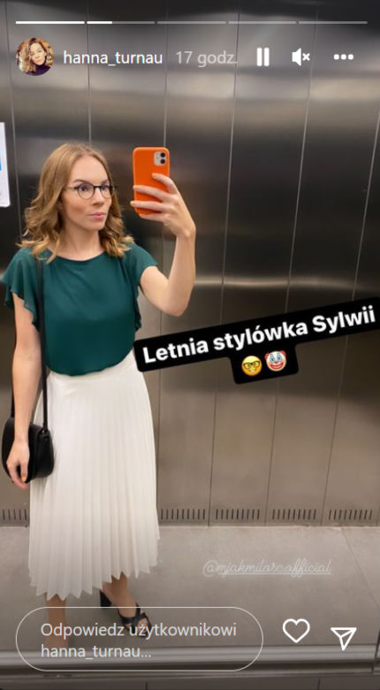 M jak miłość. Sylwia (Hanna Turnau) na planie
