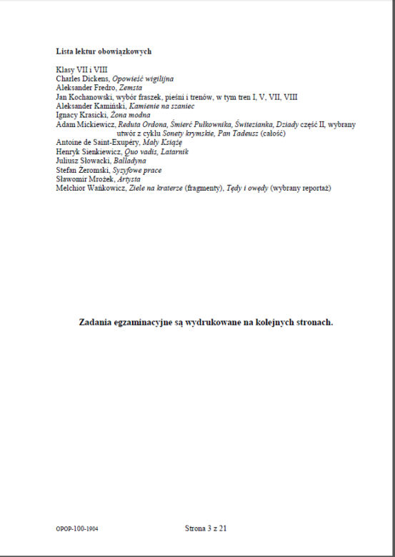 Egzamin ósmoklasisty 2019 - Arkusze Język Polski