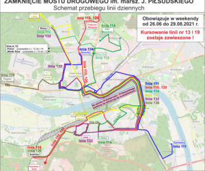 Zamknięcie mostu Piłsudskiego w Toruniu. Schematy funkcjonowania komunikacji miejskiej