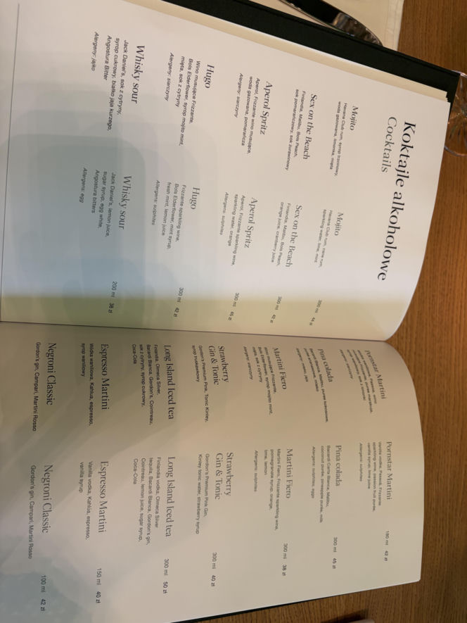 Ceny w restauracji w Hotelu Gołębiewski Pobierowo