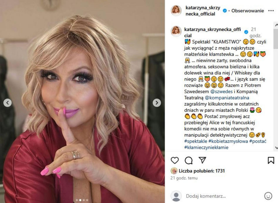 Katarzyna Skrzynecka z wielkim dekoltem szaleje w sieci. Dodała odważny post