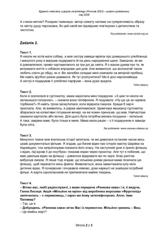 Matura 2026: język ukraiński - arkusz CKE