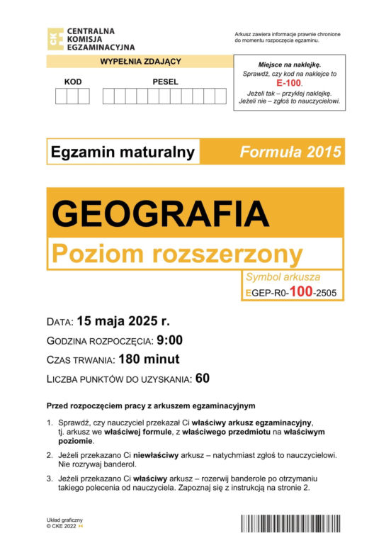 Matura geografia 2025 - arkusz CKE [NOWA FORMUŁA]
