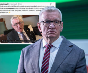 Skandal na sesji Rady Miasta! Prezydent Poznania dostał tortem w twarz. Interweniowała policja